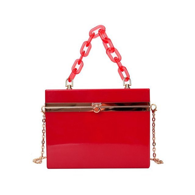 Lady Candy Color Acrylic Handbag Cute Box Messenger Bag Evening Clutch Bag Activity Chain