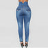 High stretch waist skinny denim long pencil pants