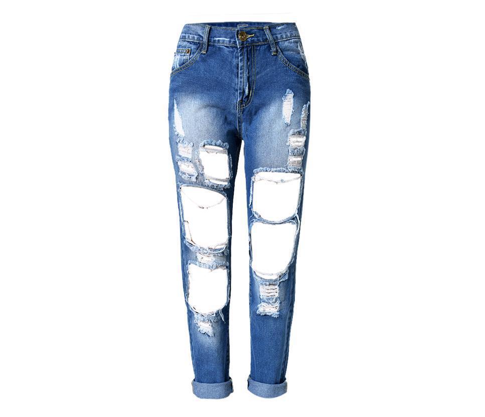 Ripped Jeans High Waist Women Ripped Hole Knee Skinny Pants