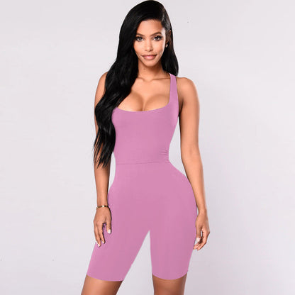 Solid Color Sleeveless Square Neck Sexy Bodysuit