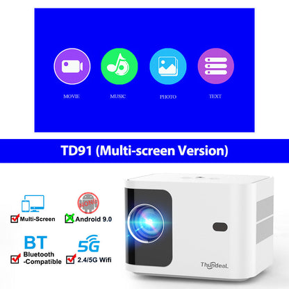 Projector Home HD 720p Wireless WIFI 5G Projector Intelligent Electric Adjustable Trapezoidal Android 90