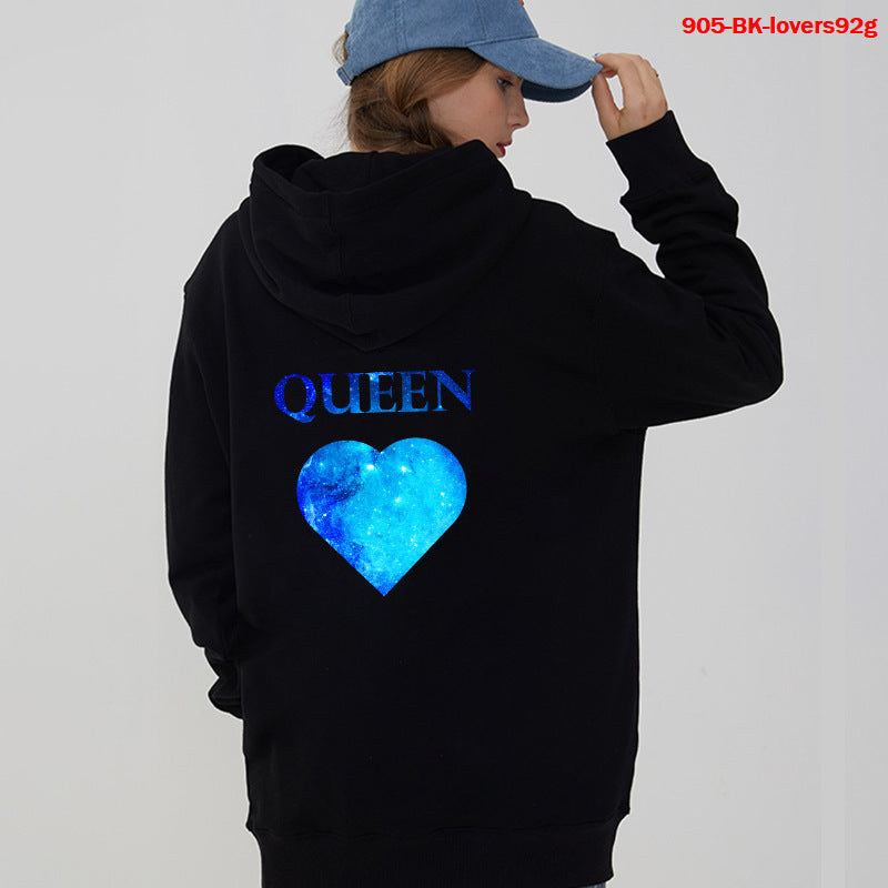 Women Hoodies King Queen Printed Sweatshirt Lovers