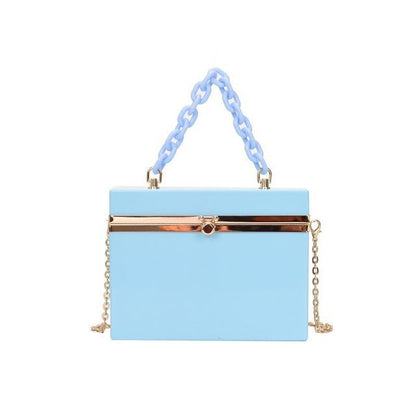 Lady Candy Color Acrylic Handbag Cute Box Messenger Bag Evening Clutch Bag Activity Chain