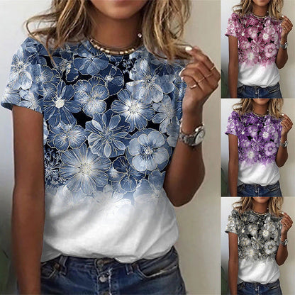 Huamang Printed Short Sleeve Round Neck