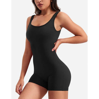 Back Scrunch Butt Jumpsuit Sleeveless Bodycon Yoga Workout Romper Shorts