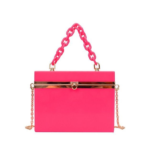 Lady Candy Color Acrylic Handbag Cute Box Messenger Bag Evening Clutch Bag Activity Chain