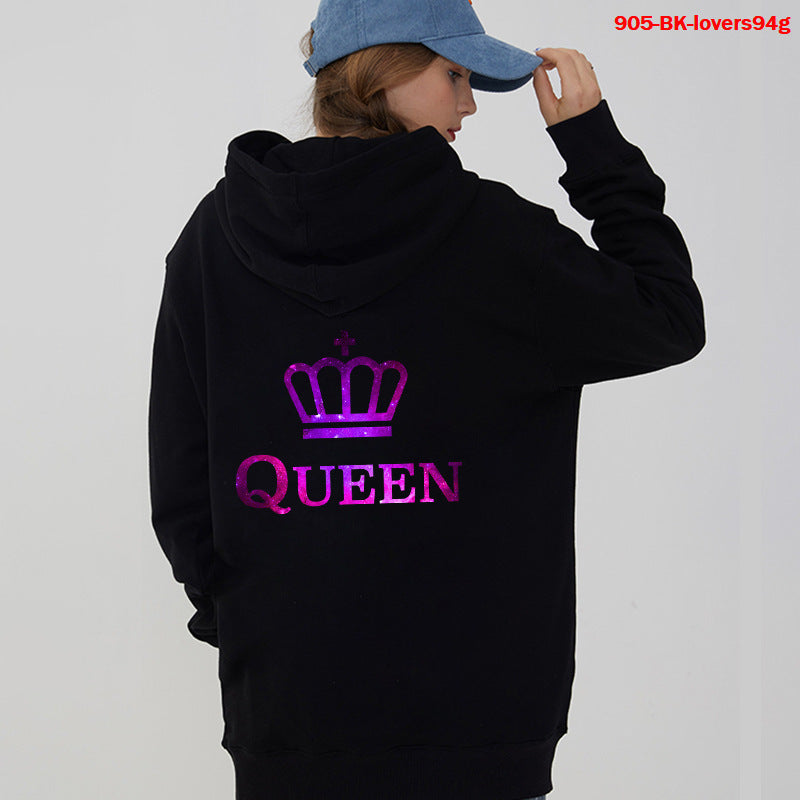 Women Hoodies King Queen Printed Sweatshirt Lovers