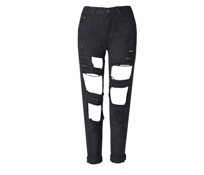 Ripped Jeans High Waist Women Ripped Hole Knee Skinny Pants